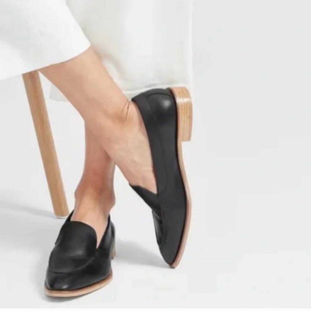 Everlane Black Modern Loafer Leather Shoes Size 9.5